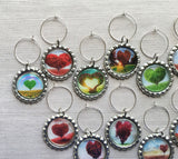 Wine Charms,Heart Trees,Wedding,Love,Drink Markers,Glass Markers,Wine Glass Charms,Bottle Cap Wine Charm,Gift,Party Favor,Handmade,Set of 12