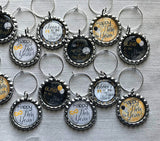New Years Wine Charms,New Years,Drink Markers,Glass Markers,Wine Glass Charms,Bottle Cap Wine Charms,Gift,Party Favor,Handmade,Set of 12