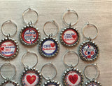 Congenital Heart Disease Wine Charms, Set of 10