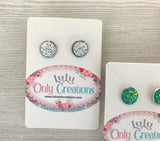 Cameo Faux Druzy Cabochon Stud Earrings