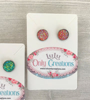 Cameo Faux Druzy Cabochon Stud Earrings