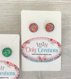 Cameo Faux Druzy Cabochon Stud Earrings