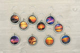 Sunset Themed Wine Charms, Set of 10