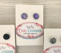 Cameo Faux Druzy Cabochon Stud Earrings