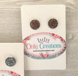 Cameo Faux Druzy Cabochon Stud Earrings