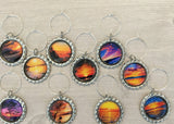 Sunset Themed Wine Charms, Set of 10