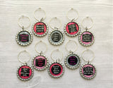 Humorous Quotes Wine Charms, Set of 10