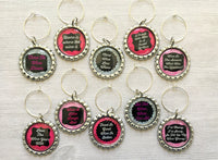 Humorous Quotes Wine Charms, Set of 10