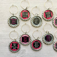 Humorous Quotes Wine Charms, Set of 10