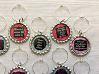 Humorous Quotes Wine Charms, Set of 10