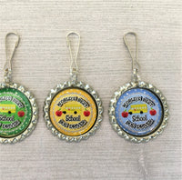 School Bus Driver Zipper Pulls,School Bus Driver,Zipper Pull Charms,School Bus Driver Themed,Bottle Cap Zipper Pull Charms,Gift,Party Favor