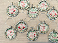 Wine Charms,Humorous,Christmas,Quotes,Drink Markers,Glass Markers,Wine Glass Charm,Bottle Cap Wine Charm,Gift,Party Favor,Handmade,Set of 10