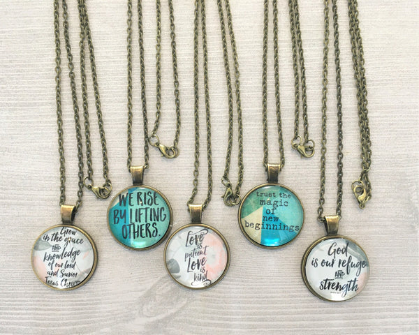 Inspirational Quotes Necklace,Necklace,Inspirational Quotes,Christian,Bronze Necklace,Handmade,Gift,Birthday,18 Inch Necklace,Party Favor