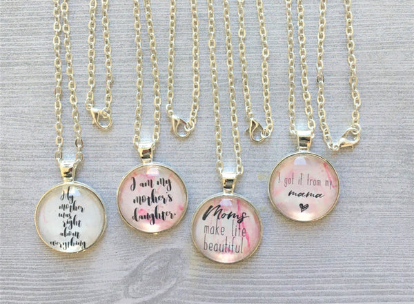 Mothers Day Necklace,Mother,Mother Quotes,Necklace,Silver Necklace,Handmade,Gift,Birthday,18 Inch Necklace,Party Favor