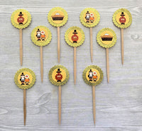 Thanksgiving Cupcake Toppers,Thanksgiving,Cupcake Toppers,Thanksgiving Party,Party Favor,Handmade,Gift,Turkey,Pilgrim,Double Sided,Set of 10