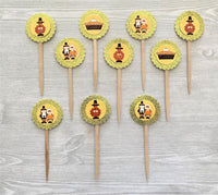 Thanksgiving Cupcake Toppers,Thanksgiving,Cupcake Toppers,Thanksgiving Party,Party Favor,Handmade,Gift,Turkey,Pilgrim,Double Sided,Set of 10