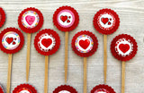 Valentines Cupcake Toppers,Valentines,Cupcake Toppers,Valentines Decorations,Set of 12,Valentines Day Party,Hearts,Double Sided,Handmade