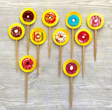 Donut Themed Cupcake Toppers,Donut Themed,Cupcake Toppers,Donuts,Set of 10,Donut Birthday Party,Gift,Double Sided,Handmade