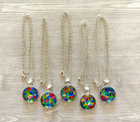 Necklace,Kaleidoscope,Kaleidoscope Necklace,Multicolor,Party Favor,Silver Necklace,Gift,Birthday,Pendant,Princess,18 Inch Necklace,Handmade