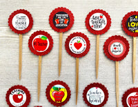 Teacher Cupcake Toppers,Teacher,Cupcake Toppers,Teacher Appreciation,Teacher Themed,Best Teacher,Set of 12,Graduation Party,Double Sided