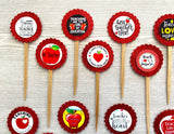 Teacher Cupcake Toppers,Teacher,Cupcake Toppers,Teacher Appreciation,Teacher Themed,Best Teacher,Set of 12,Graduation Party,Double Sided