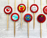 Teacher Cupcake Toppers,Teacher,Cupcake Toppers,Teacher Appreciation,Teacher Themed,Best Teacher,Set of 12,Graduation Party,Double Sided